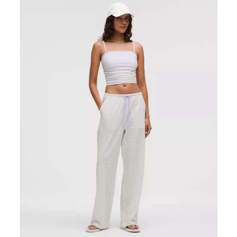 Seersucker Check Mid-Rise Pull-On Pant