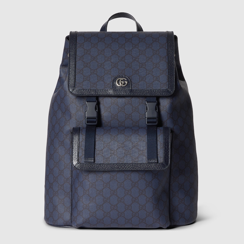 Ophidia large backpack Dark blue leather trim