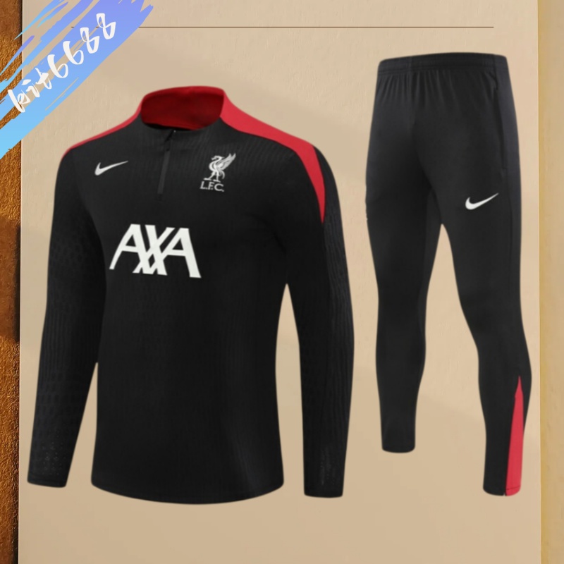 2425 Liverpool black Half Zip Training Kit (Adult Kids Kit)
