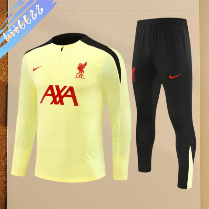 24/25 Liverpool light yellow Half Zip Training Kit (Adult Kids Kit)