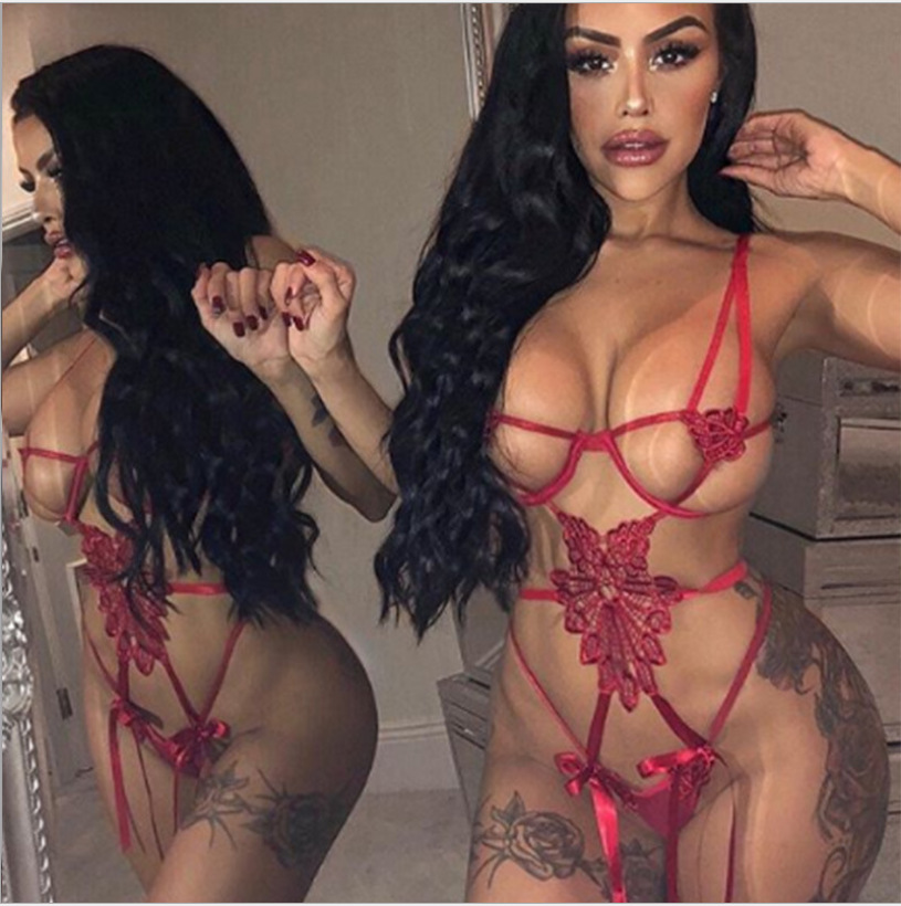 Vendor Wholesale Sexy Lingerie Bodysuits Flower Tie Striped Womens Lingerie One Piece Sexy Lingerie