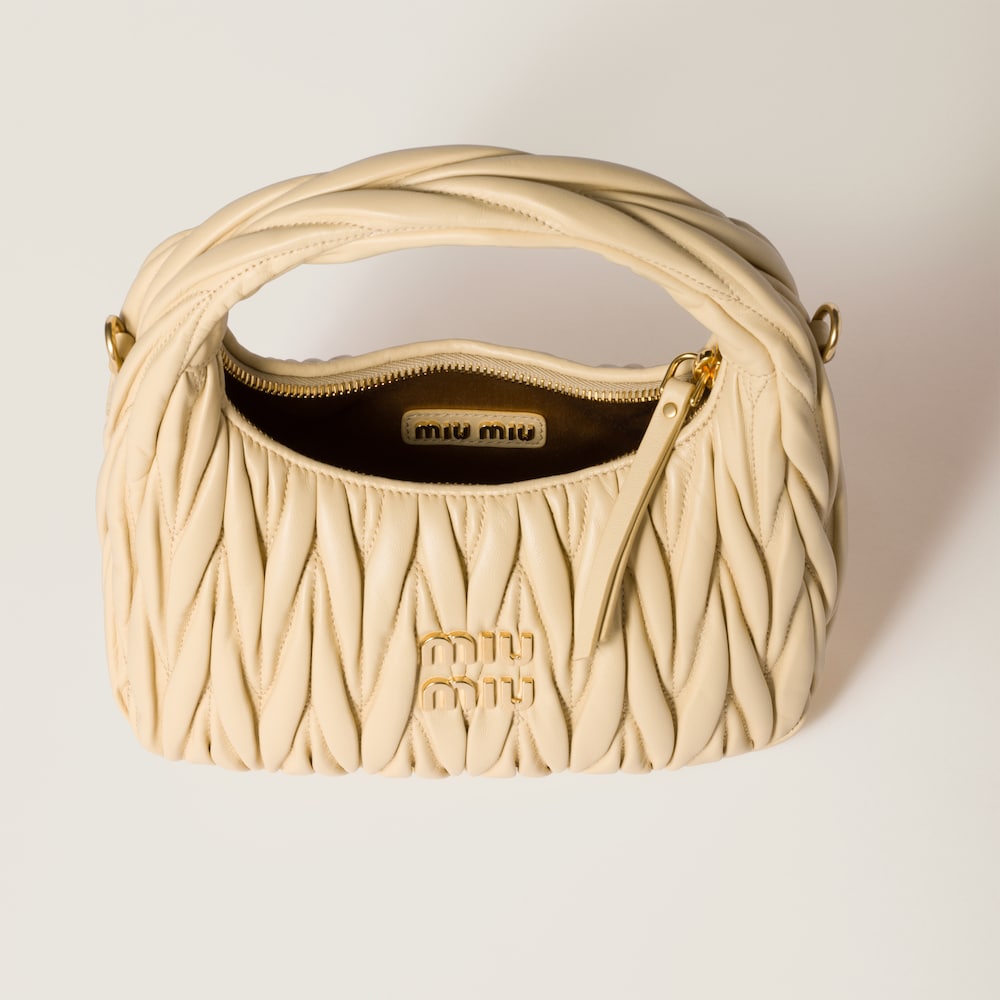 Wander matelassé nappa leather hobo bag Soy Green