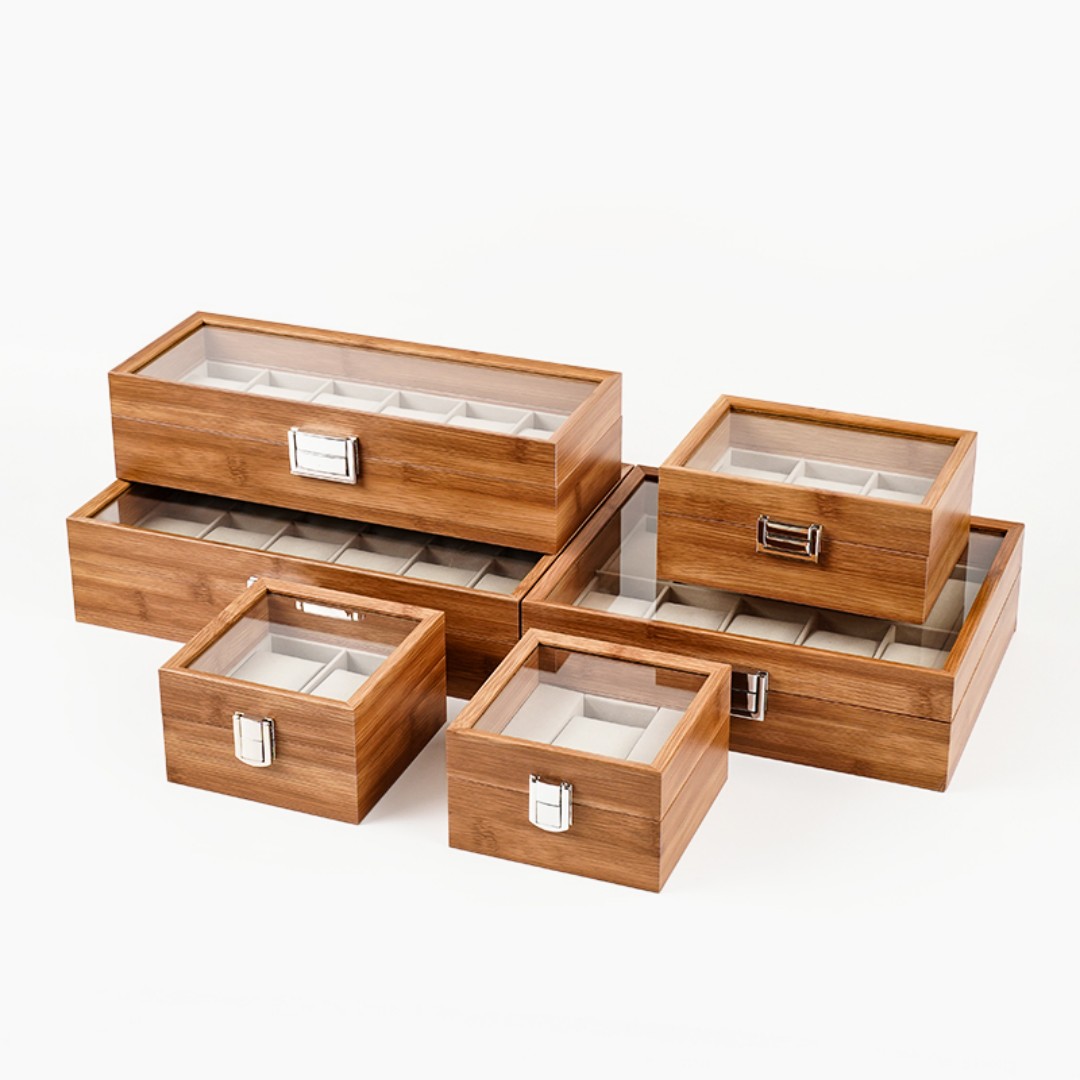 1,2,3,6,10,12 Slot Watch Cases for Men Watch Box with Large Glass Lid Lockable Wood Watch Display Case Watch Organizer Giftable Elegant Watch Holder custom logo
