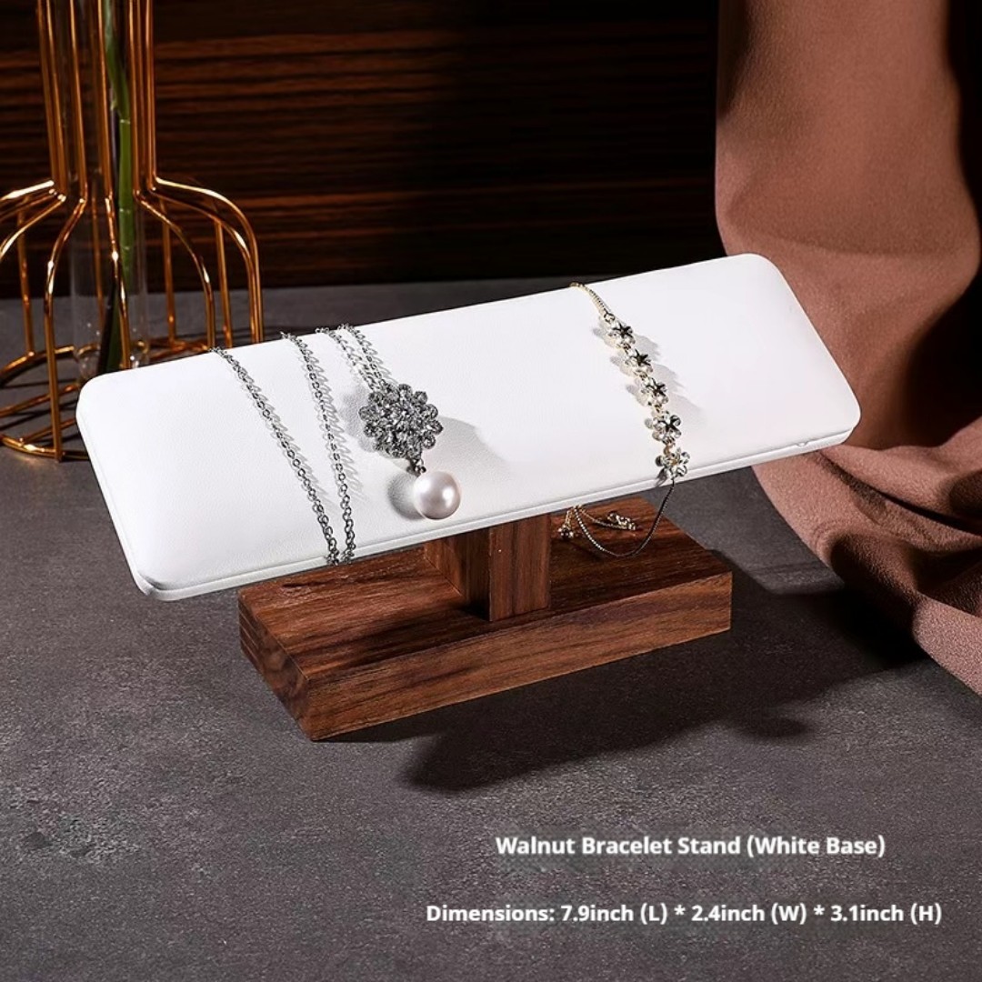 Premium Walnut-Colored Bracelet Watch Charm Display Stand Market Stall Counter Jewelry Display Rack Solid Wood Display Stand custom logo
