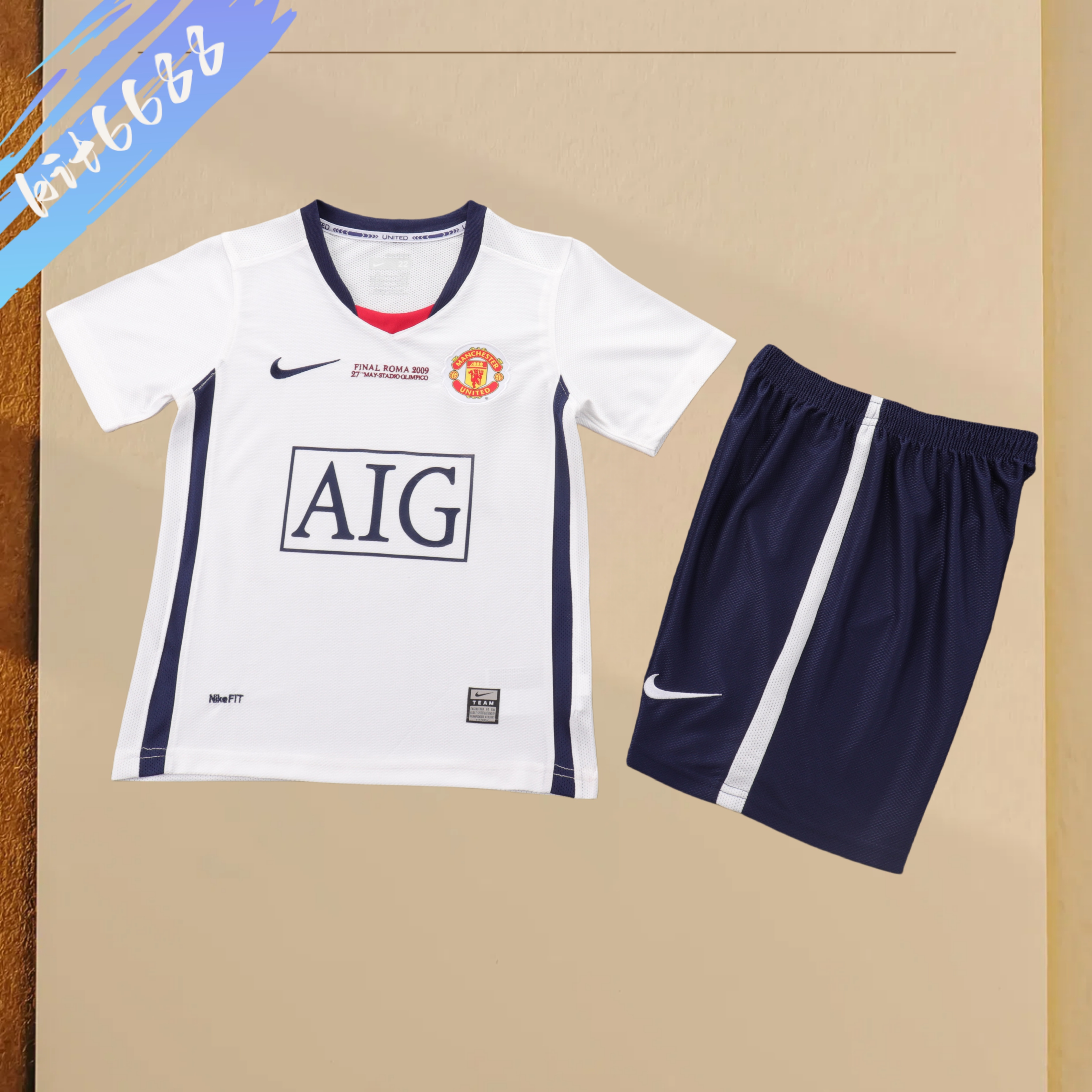08/09 Manchester United  Away Champions League edition Retro Football Shirt ( Kids Kit )