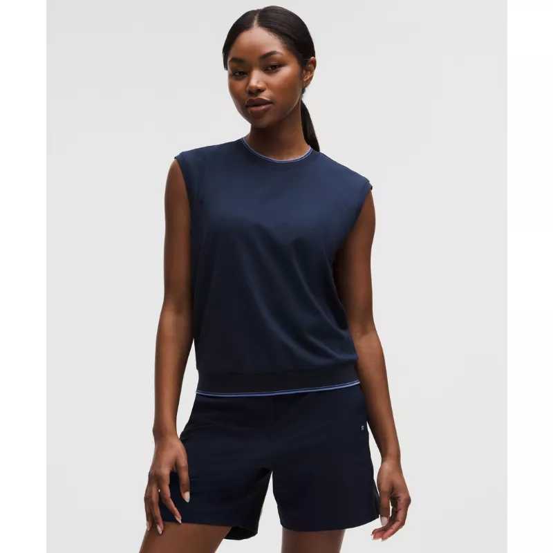 Pique Relaxed-Fit Crewneck Golf Tank Top