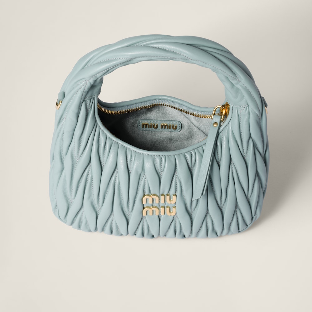 Wander matelassé nappa leather hobo bag Powder Blue