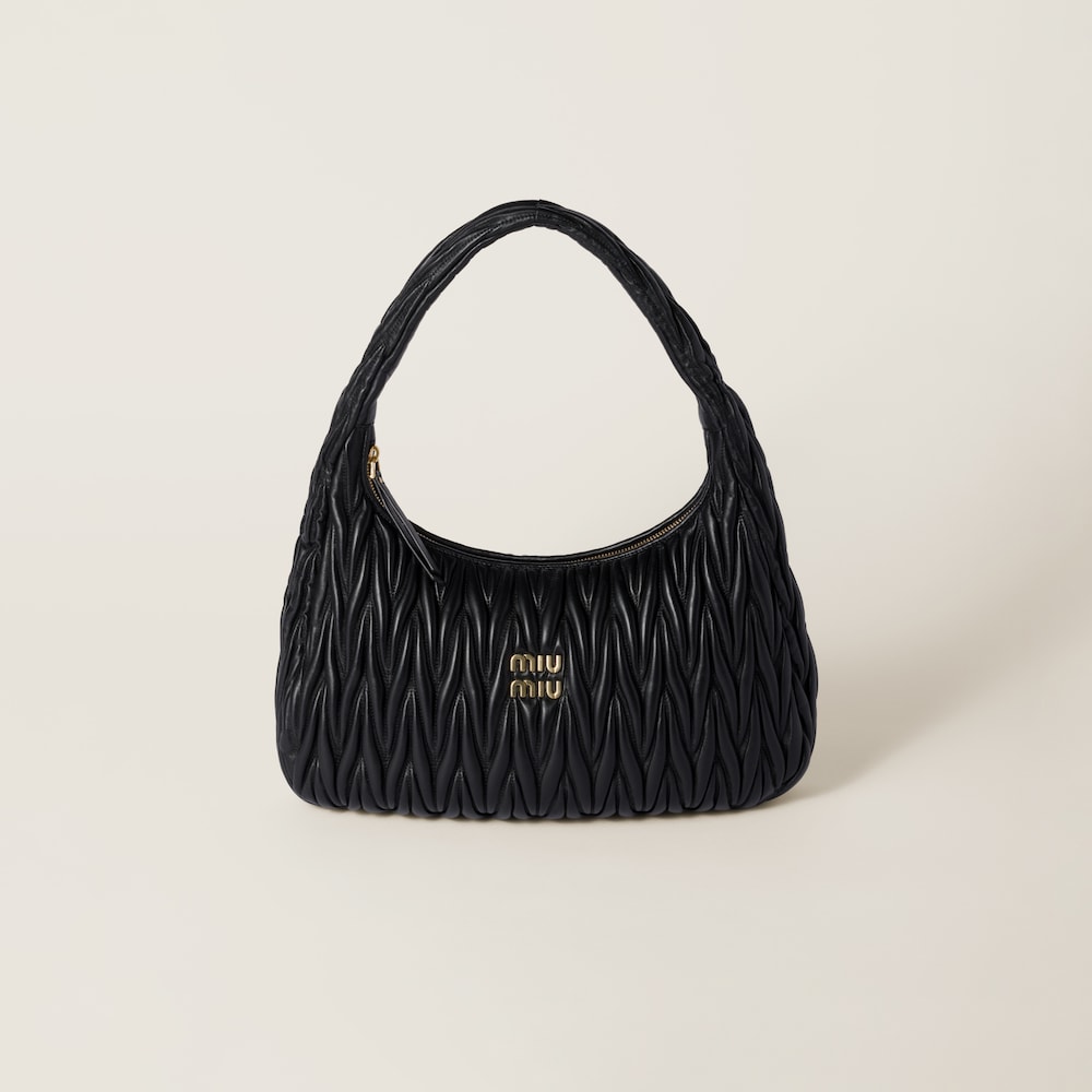 Wander matelassé nappa leather hobo bag Black