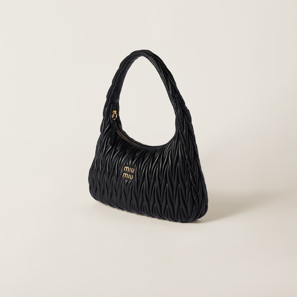 Wander matelassé nappa leather hobo bag Black