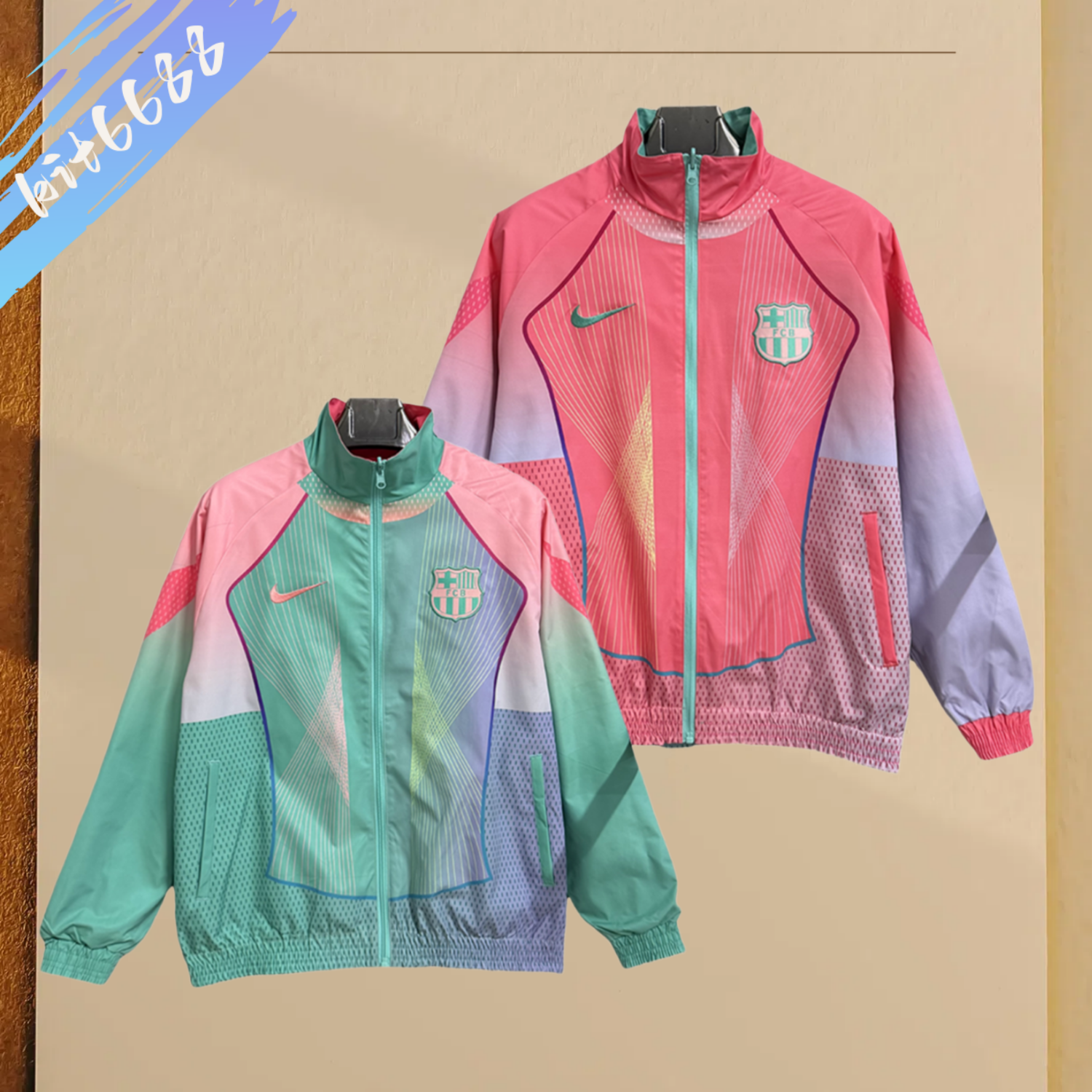 2025/2026 Barcelona special edition double-sided waterproof windbreaker