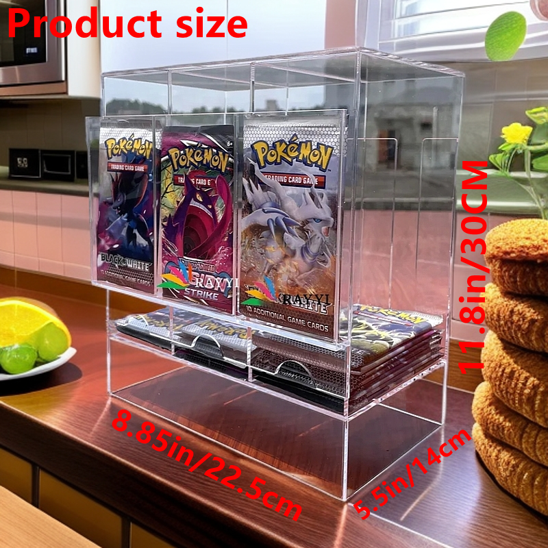 3-Slot Open Back Slotted Booster Card Pack Dispenser, Quick Access TCG Card Pack Display for Retail & Collection