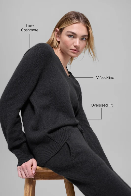 Wool Cashmere New Class Oversized V-Neck Sweater