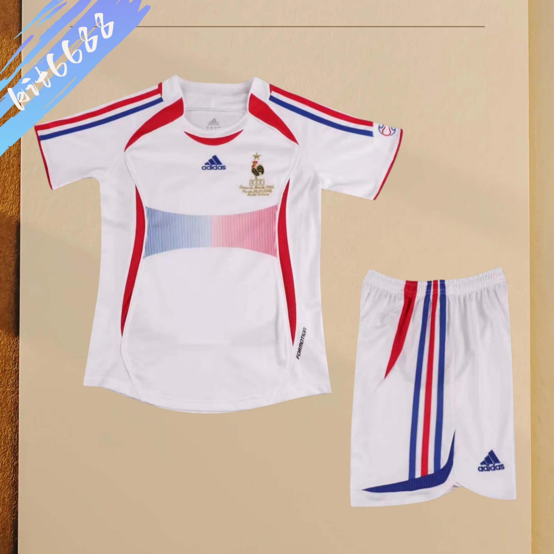2006 France Away Retro Football Shirt  Kids Kit
