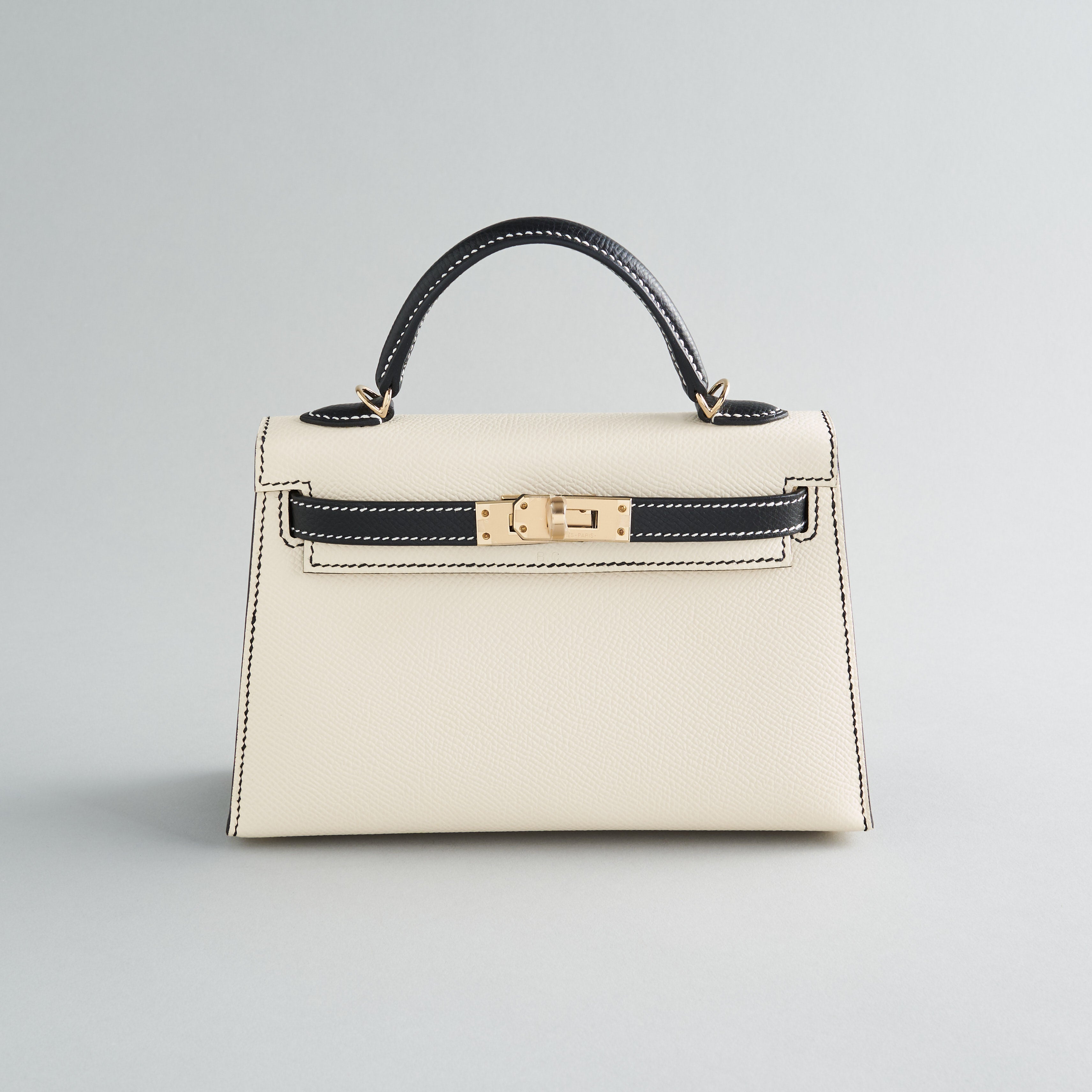 Hermès Kelly Mini Epsom Craie/Black Permabrass Sellier HSS