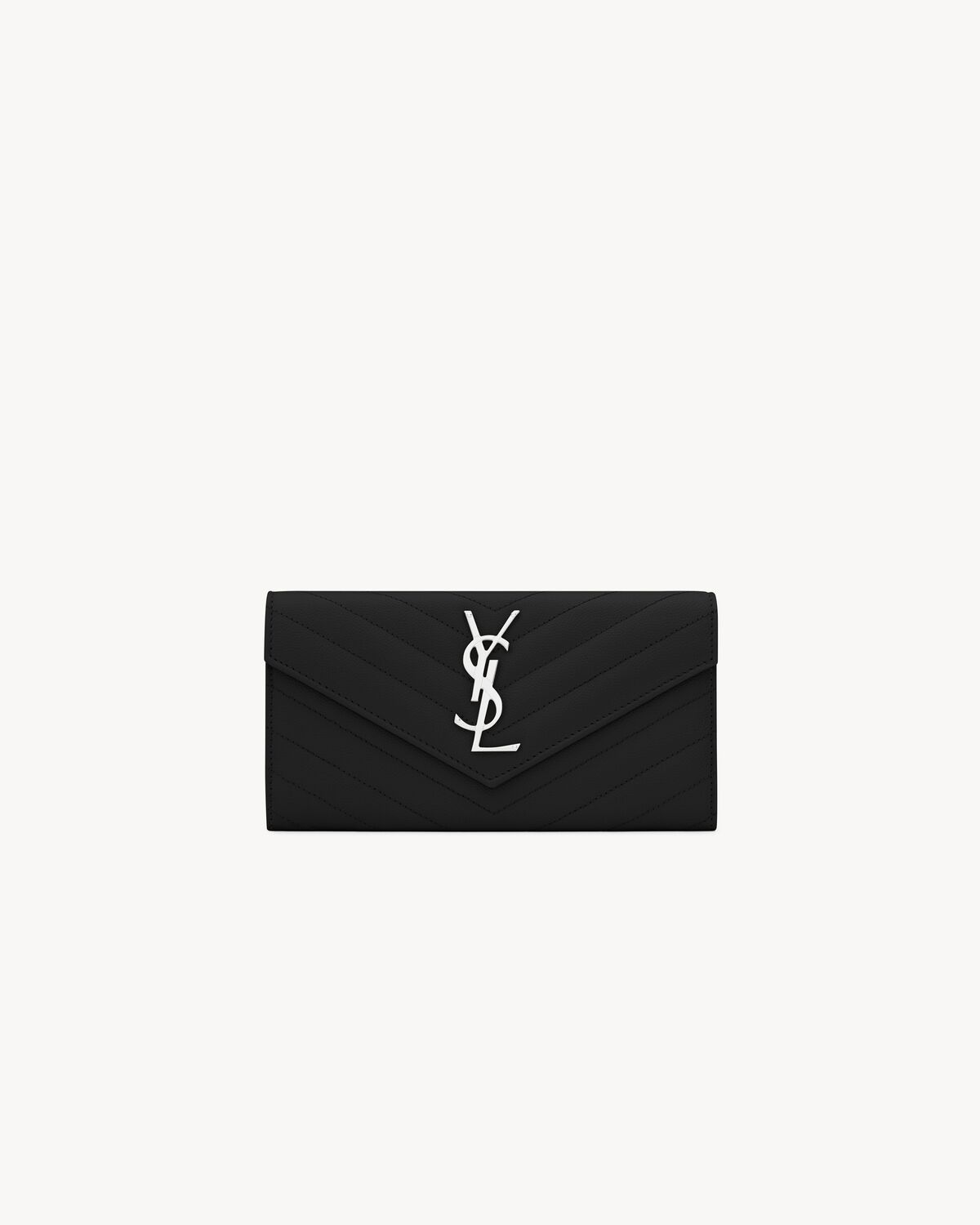 cassandre matelassé large flap wallet in grain de poudre leather BLACK