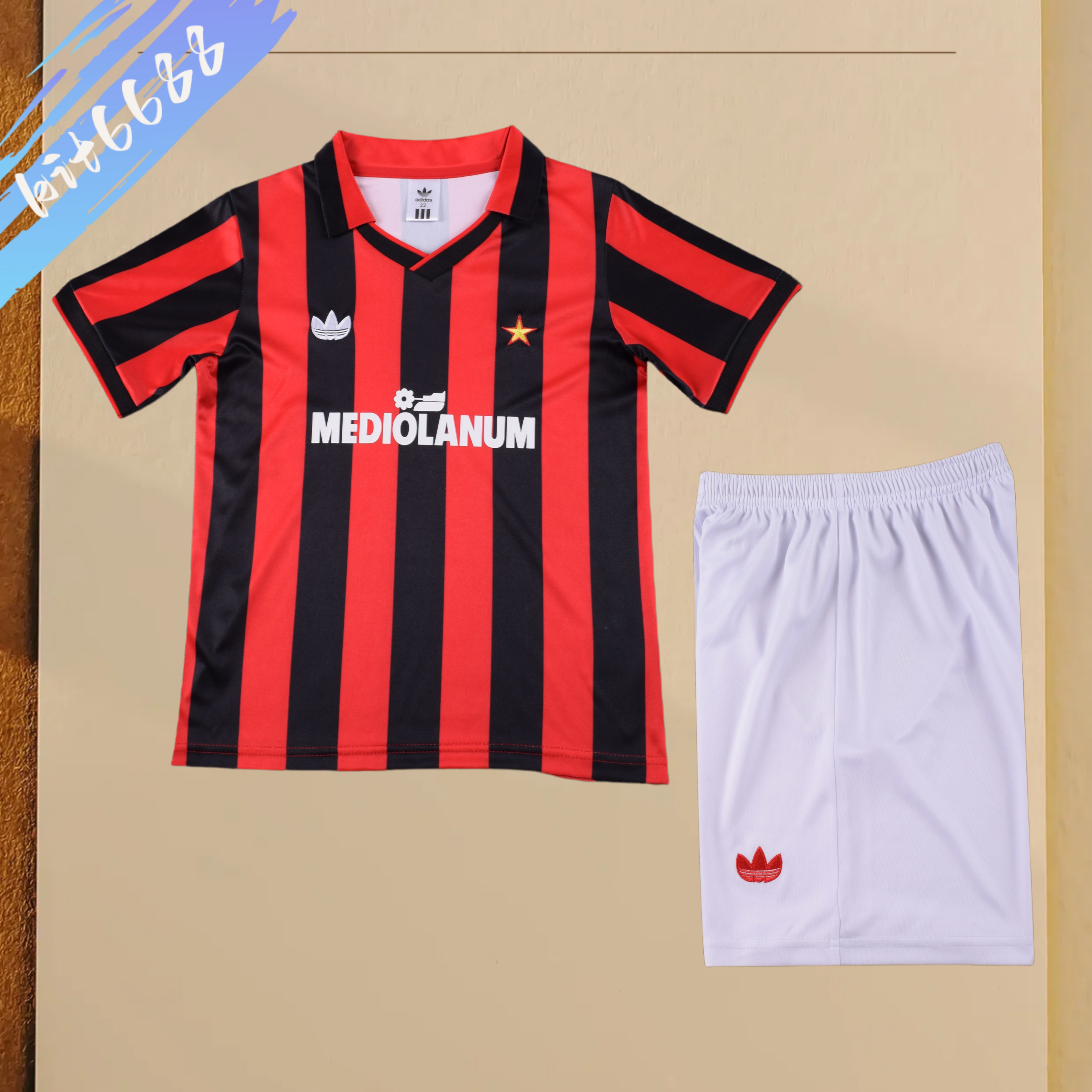 1990/1991 AC Milan Home Retro Football Jersey (Kids Kit)