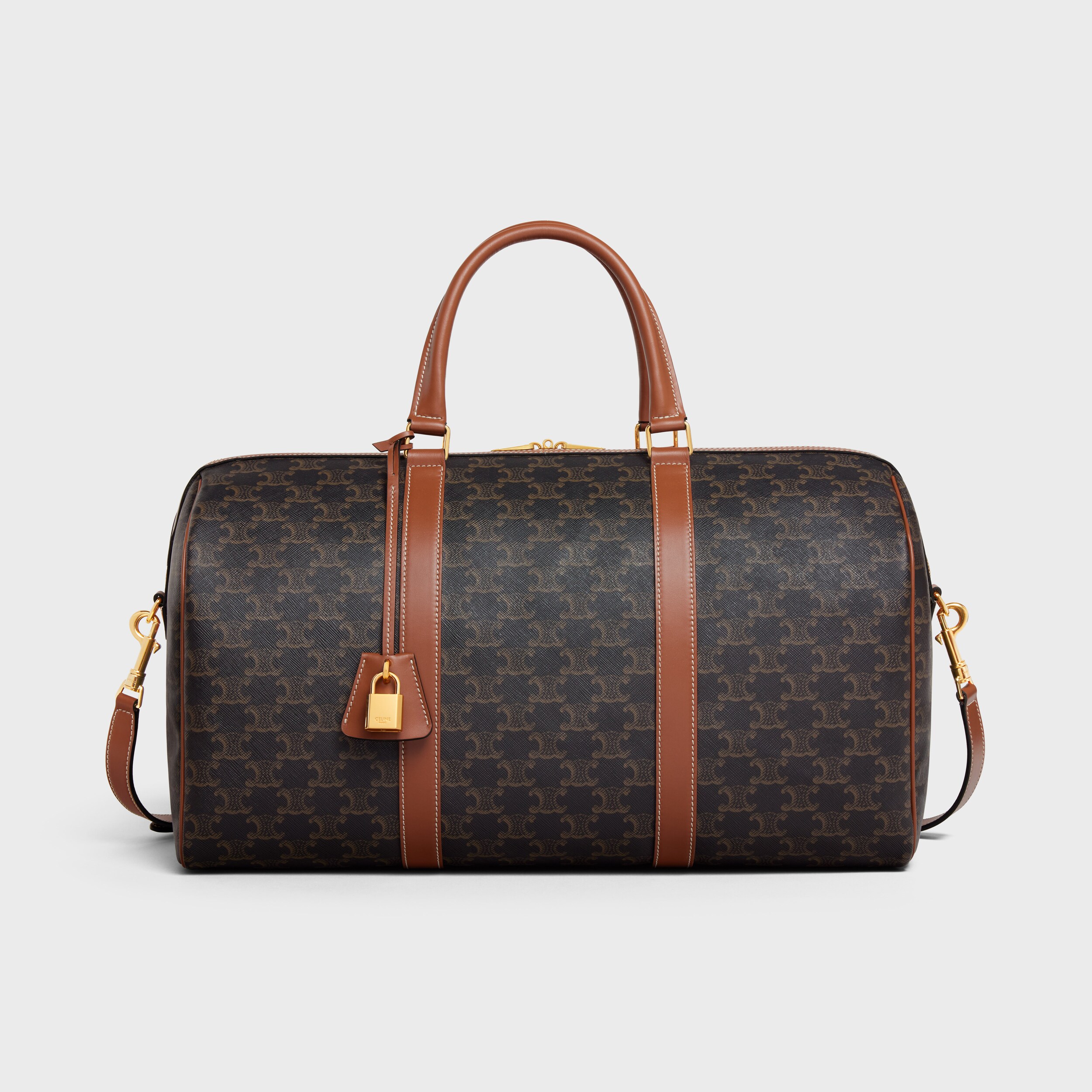 Medium Travel Bag IN Triomphe Canvas and calfskin TAN