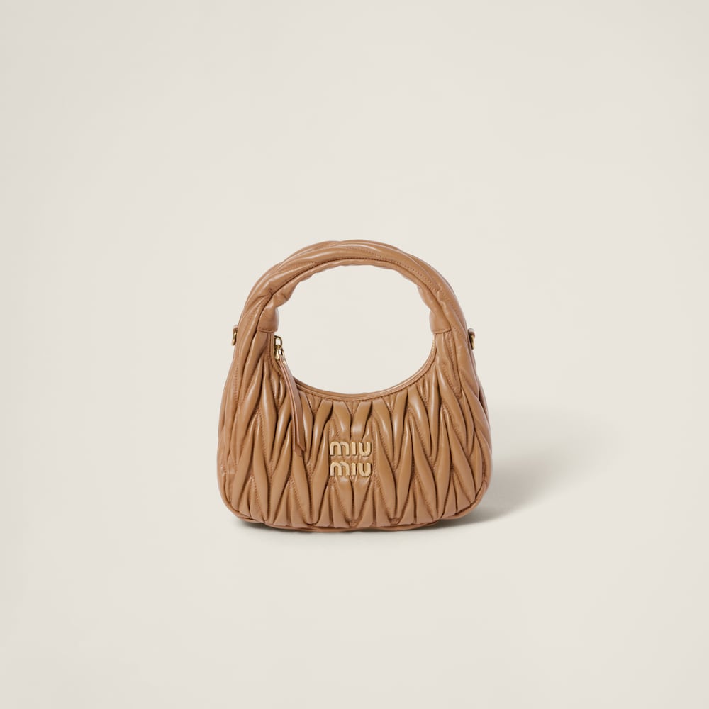 Wander matelassé nappa leather hobo bag Caramel