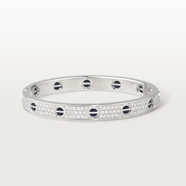 LOVE bracelet, classic model, paved, ceramic 18K white gold 6.7 mm