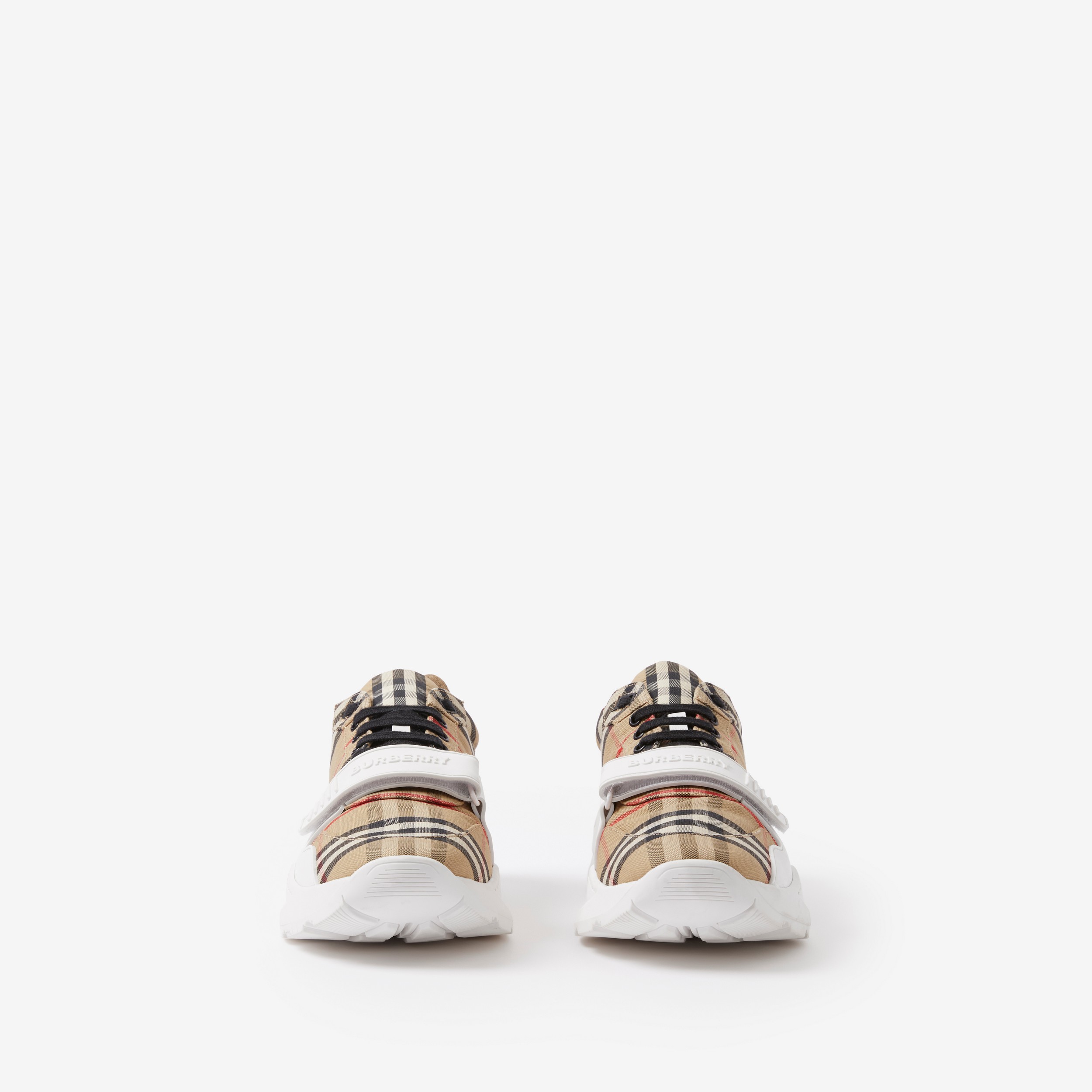 Burberry House Check Pattern Canvas Sneakers Beige/White