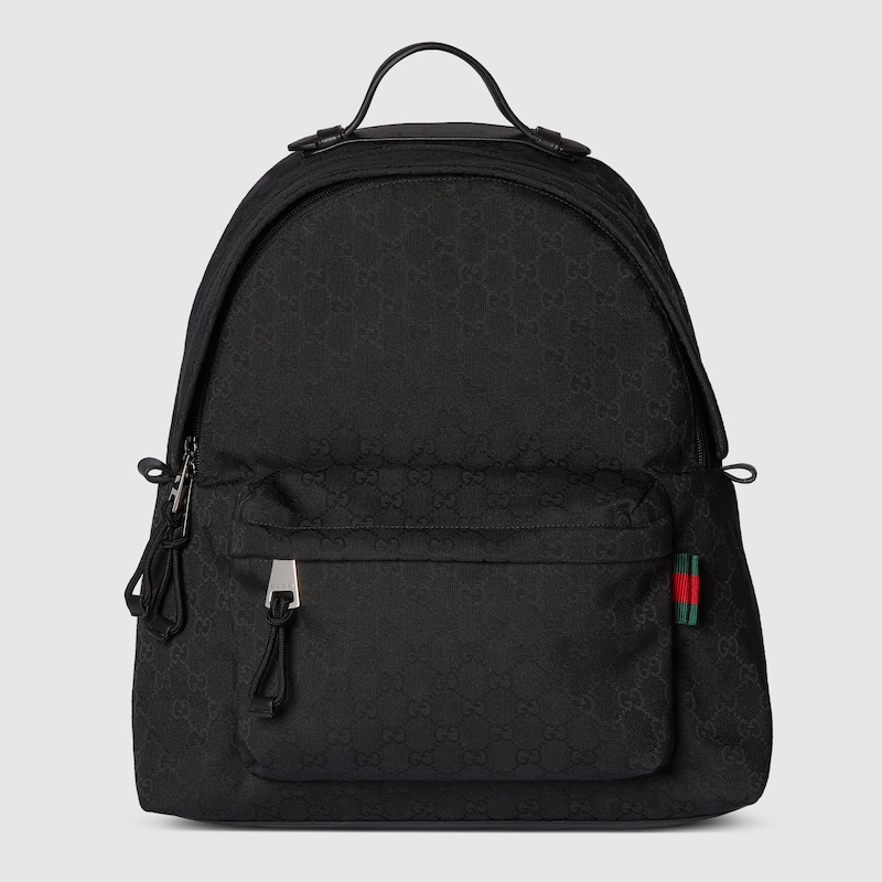 GG canvas medium backpack Black leather trim