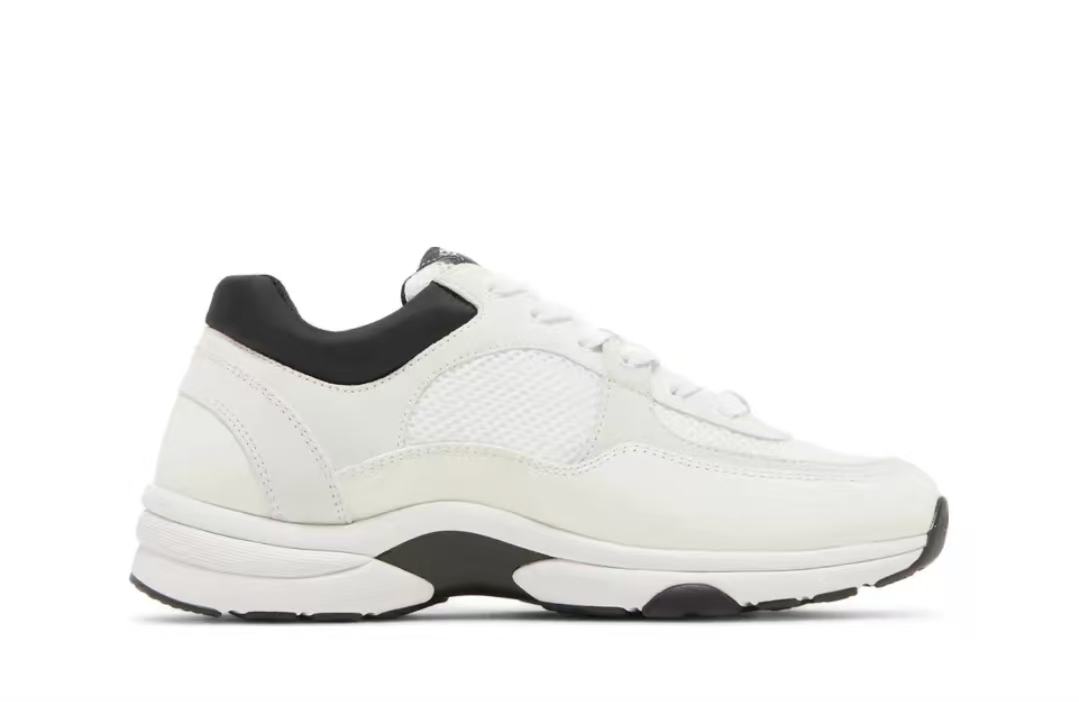 Chanel Low Top Trainer Suede White Black