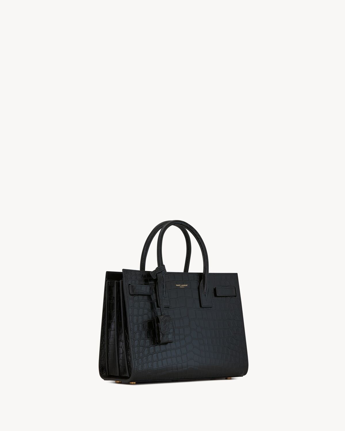 sac de jour in crocodile-embossed leather - baby BLACK