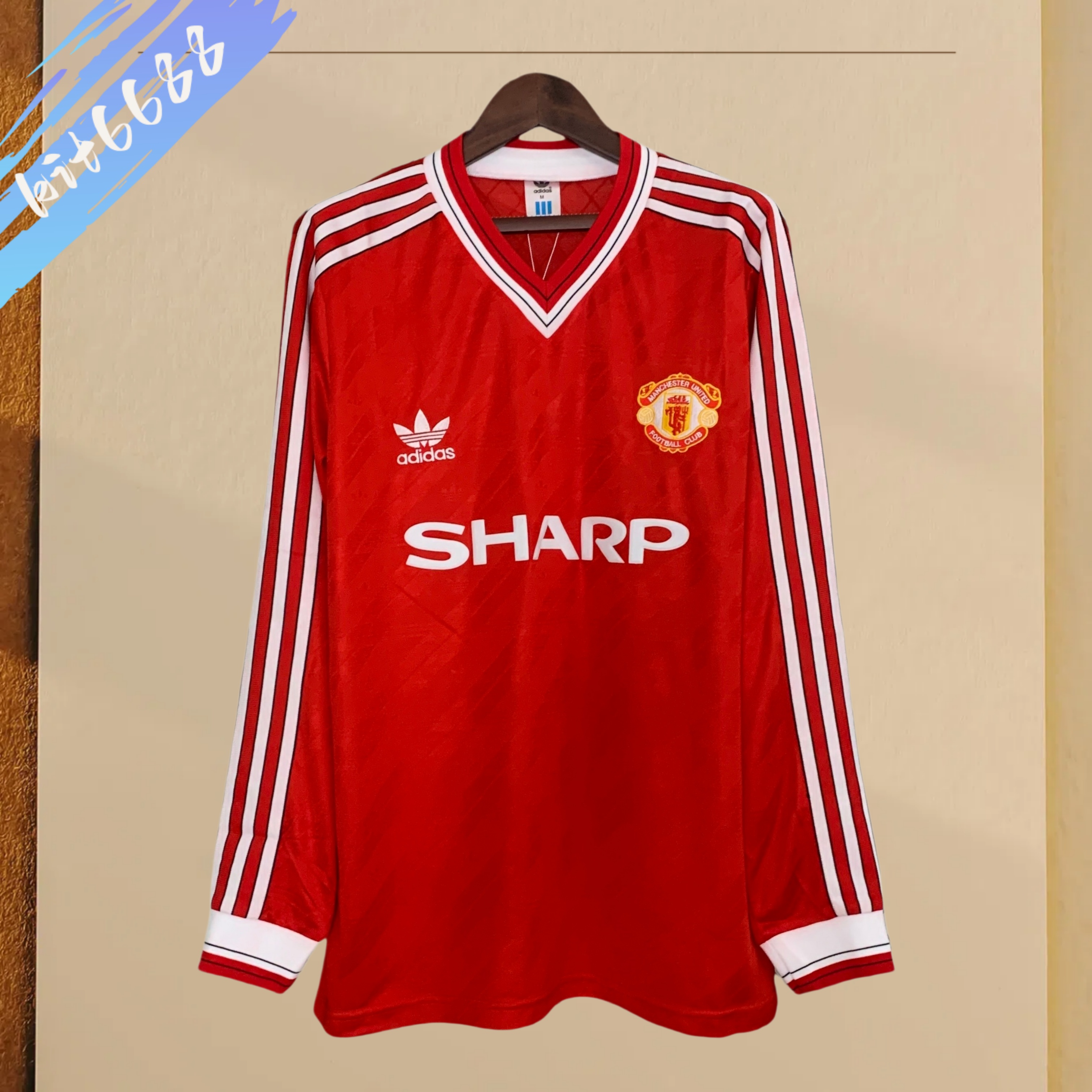 86/88 Manchester United home long sleeved retro football jersey
