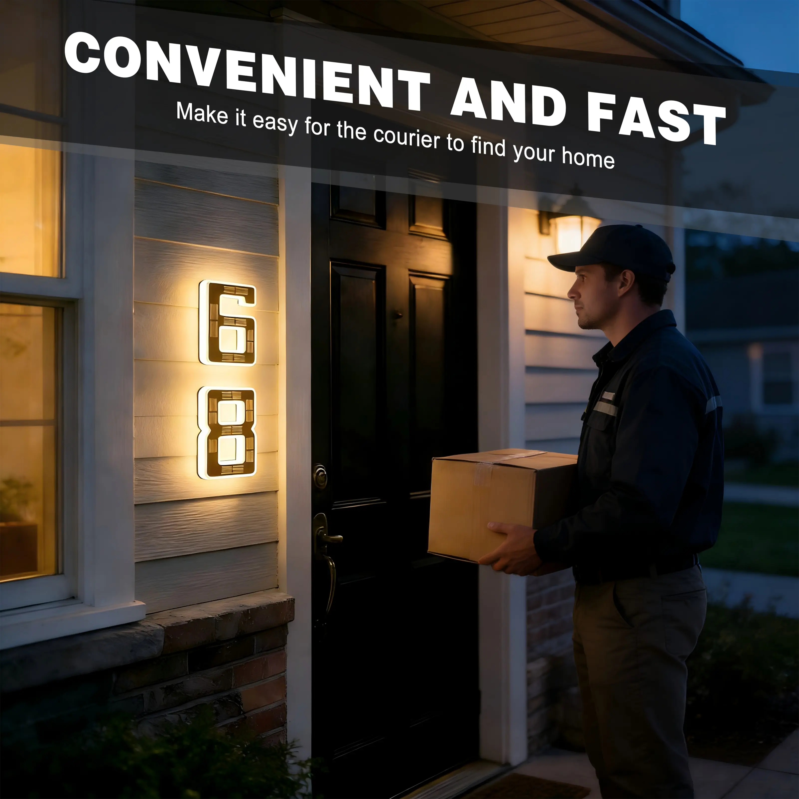 6.7 Inch Solar Lighted House Numbers for Outside, Light Up Waterproof LED Address Signs for Houses, Backlit Illuminated Exterior Modern House Numbers Light