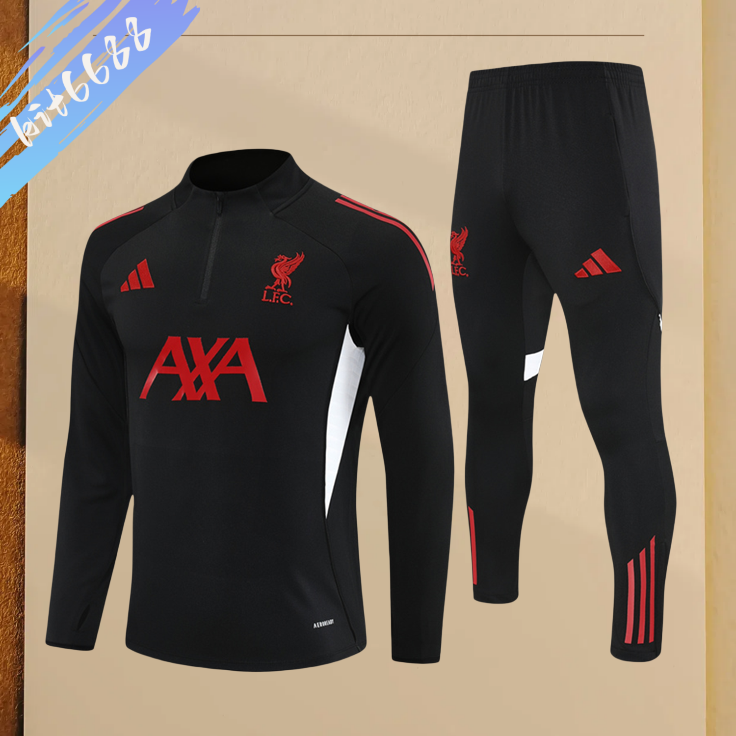 2025/2026 Liverpool Black Adult Half Zip Training Suit (Adult Kit)