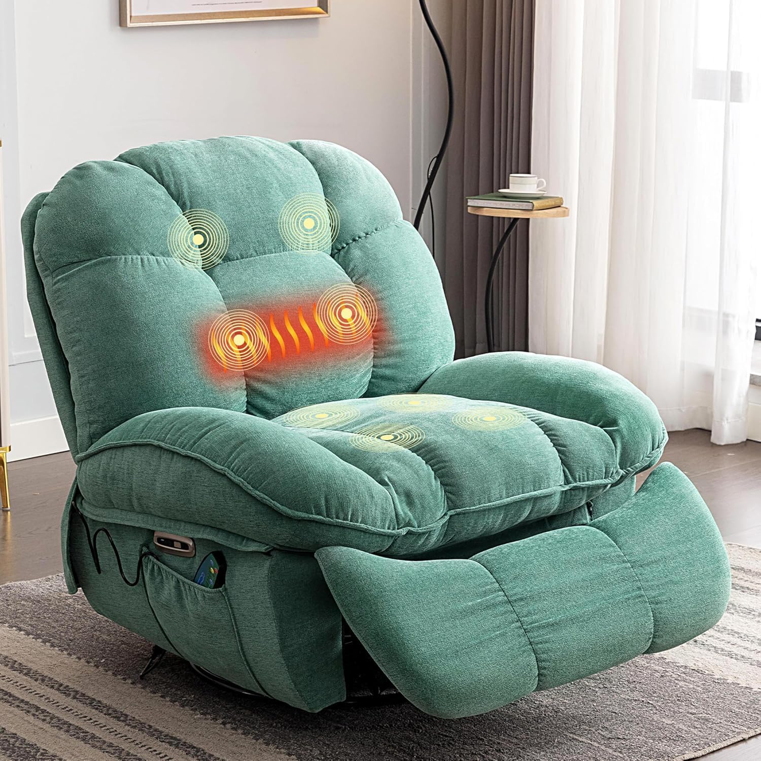 Electric. massage chair with charging and heating connection. TV chair. electrically adjustable living room. backrest and leg stool can be adjusted separately (white)