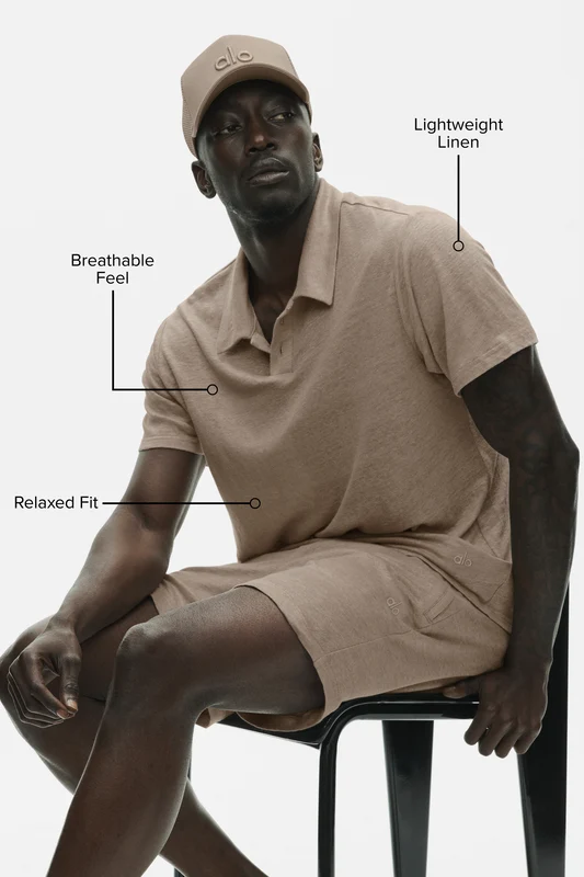 Linen Jersey Coastal Short Sleeve Polo