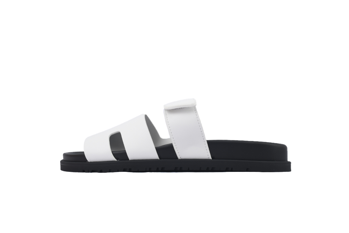 Hermes Flat Slippers White