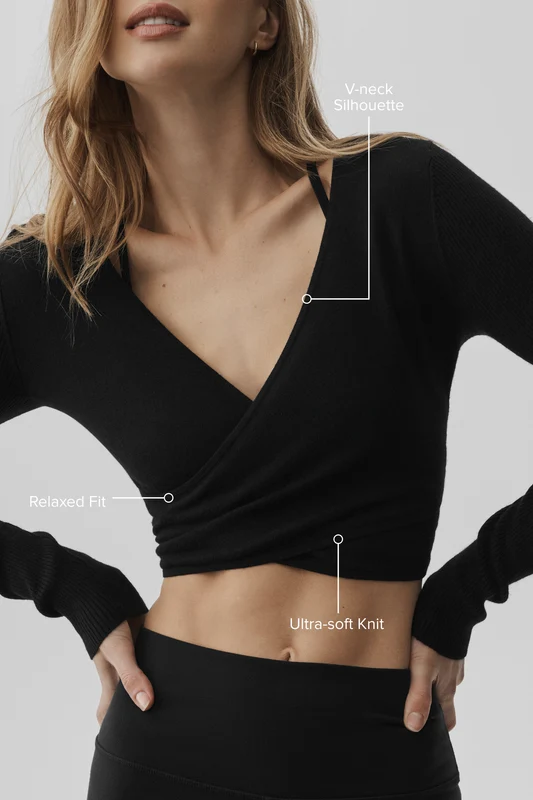 Sweater Knit Crossover Long Sleeve
