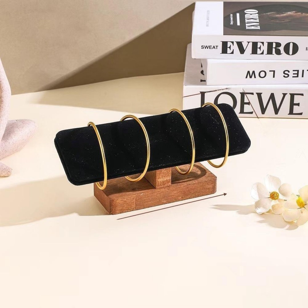 Premium Walnut-Colored Bracelet Watch Charm Display Stand Market Stall Counter Jewelry Display Rack Solid Wood Display Stand custom logo