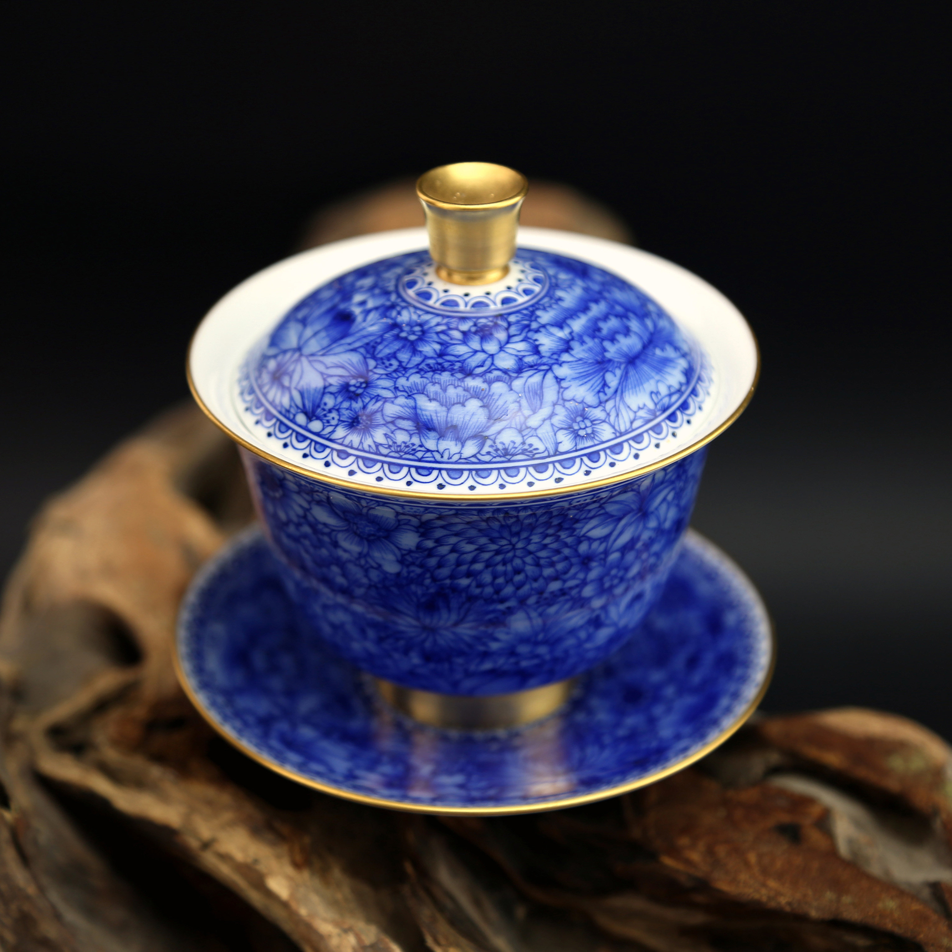 Premium Hand-Painted Tea Ware • Exquisite Landscape Jump-Cut Cup • Tea Tasting Gongfu Tea Cup • Jingdezhen Hand-Painted Blue and White Porcelain