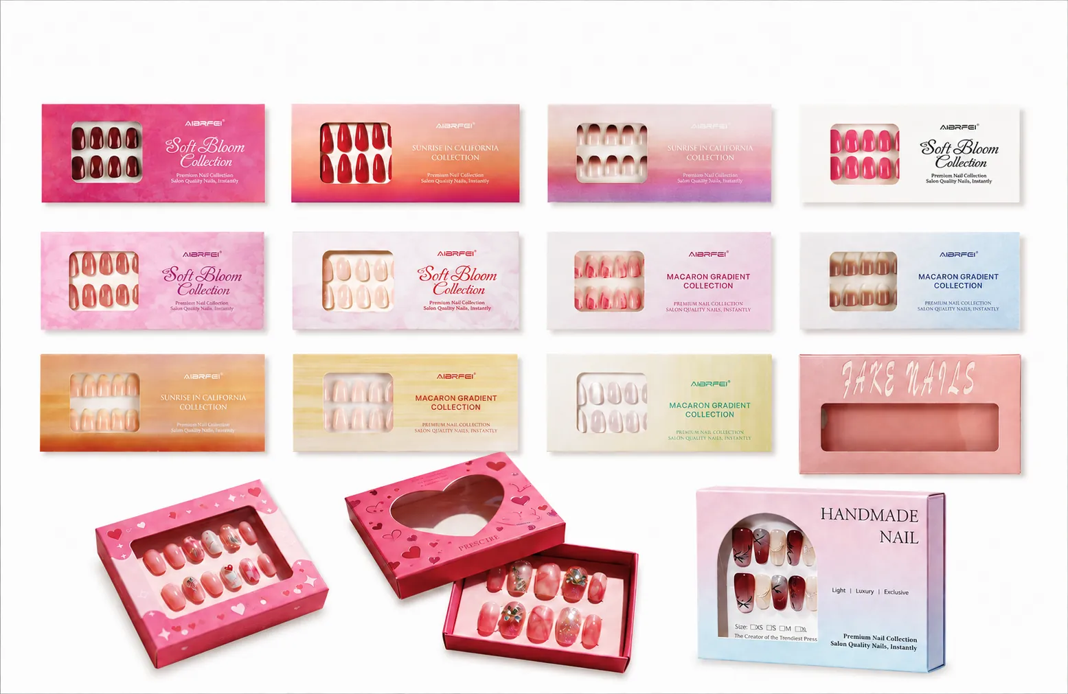 Private label press on nail packaging design
