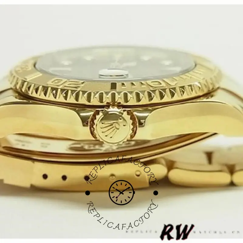 Rolex Yacht-Master 169628 Yellow Gold Black MOP Dial 29MM Lady Replica Watch