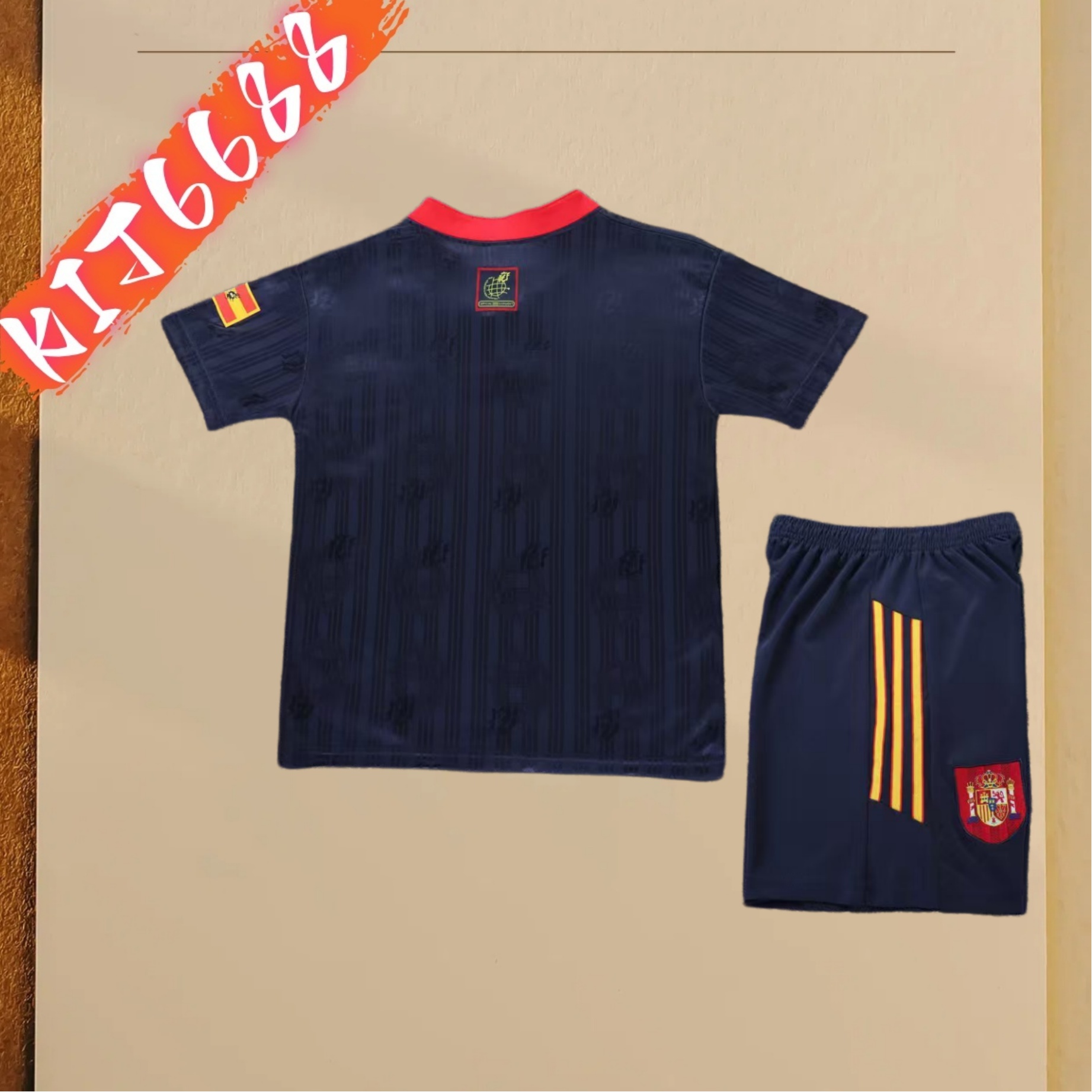 1996 Spain Away Retro Football Shirt  Kids Kit