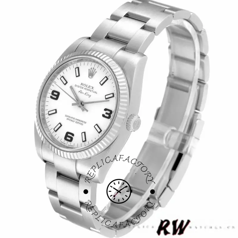 Rolex Oyster Perpetual Air-King 114234 White Arabic Dial 34mm Unisex Replica Watch