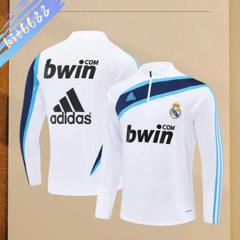 09/10 Real Madrid Retro Training Uniform Long- Sleeve Football Shirt