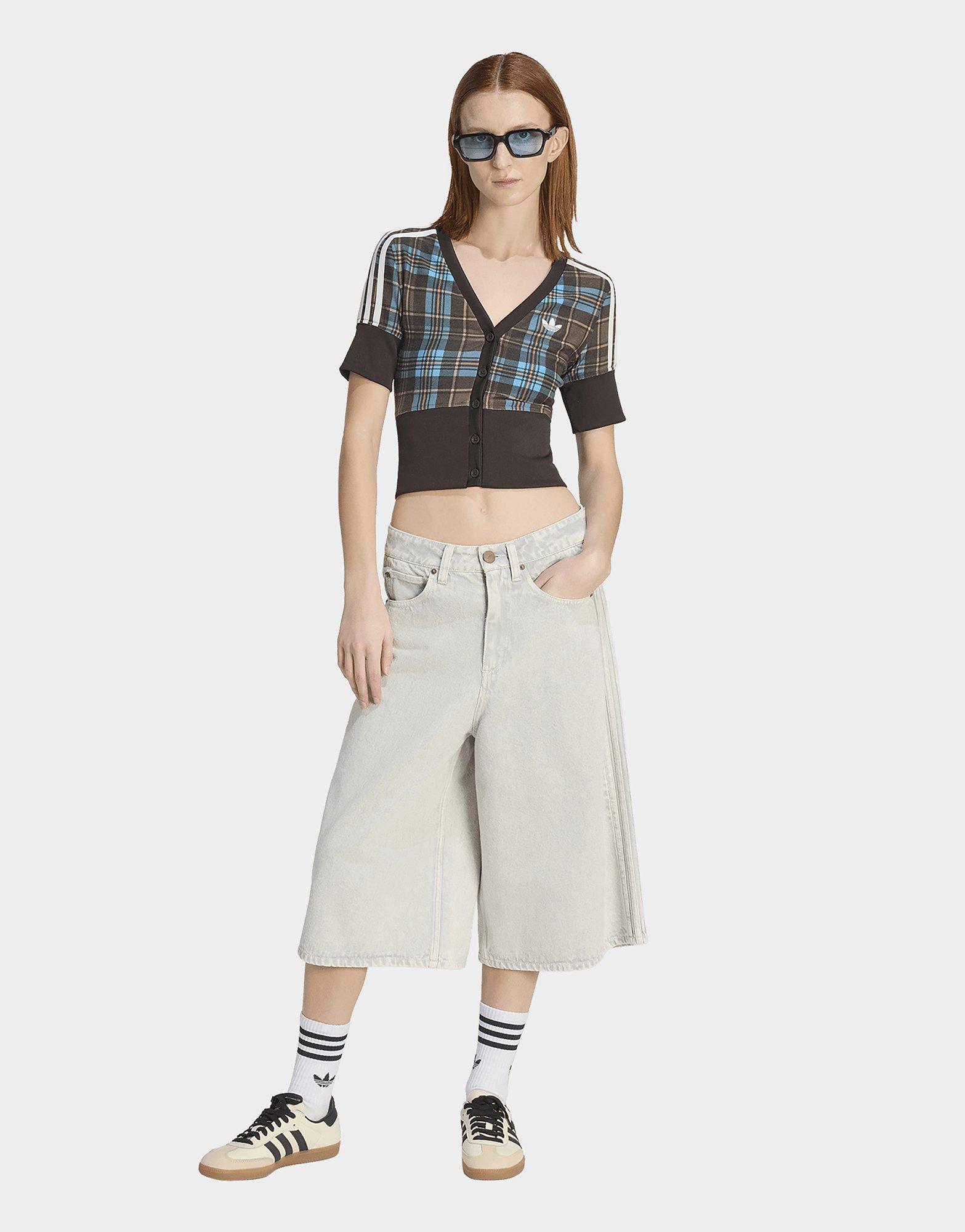 adidas Originals KARIERTES TOP MIT V-AUSSCHNITT UND KNÖPFEN