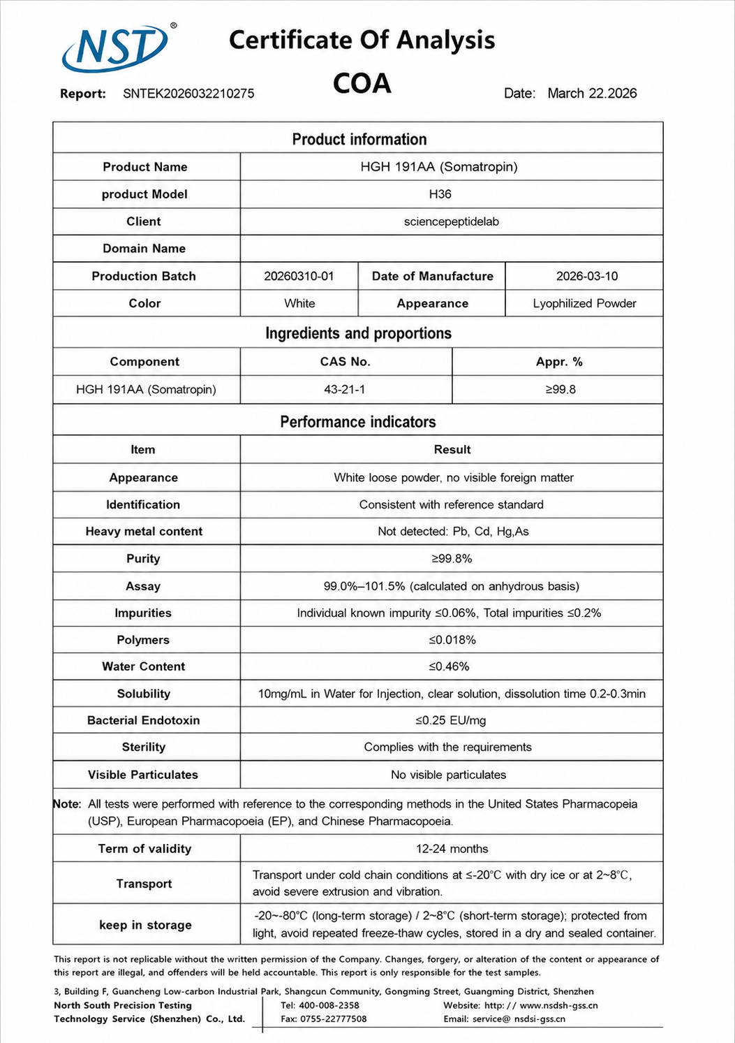 H36 (HGH 191AA (Somatropin)) 36iu×10vials
