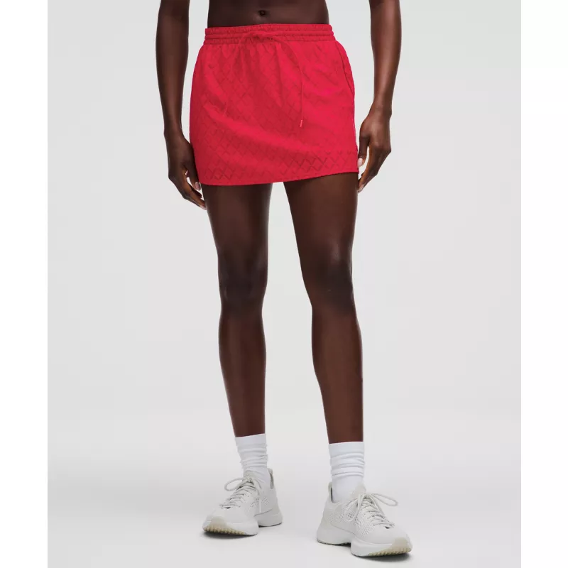 Textured Mesh High-Rise Tennis Skirt