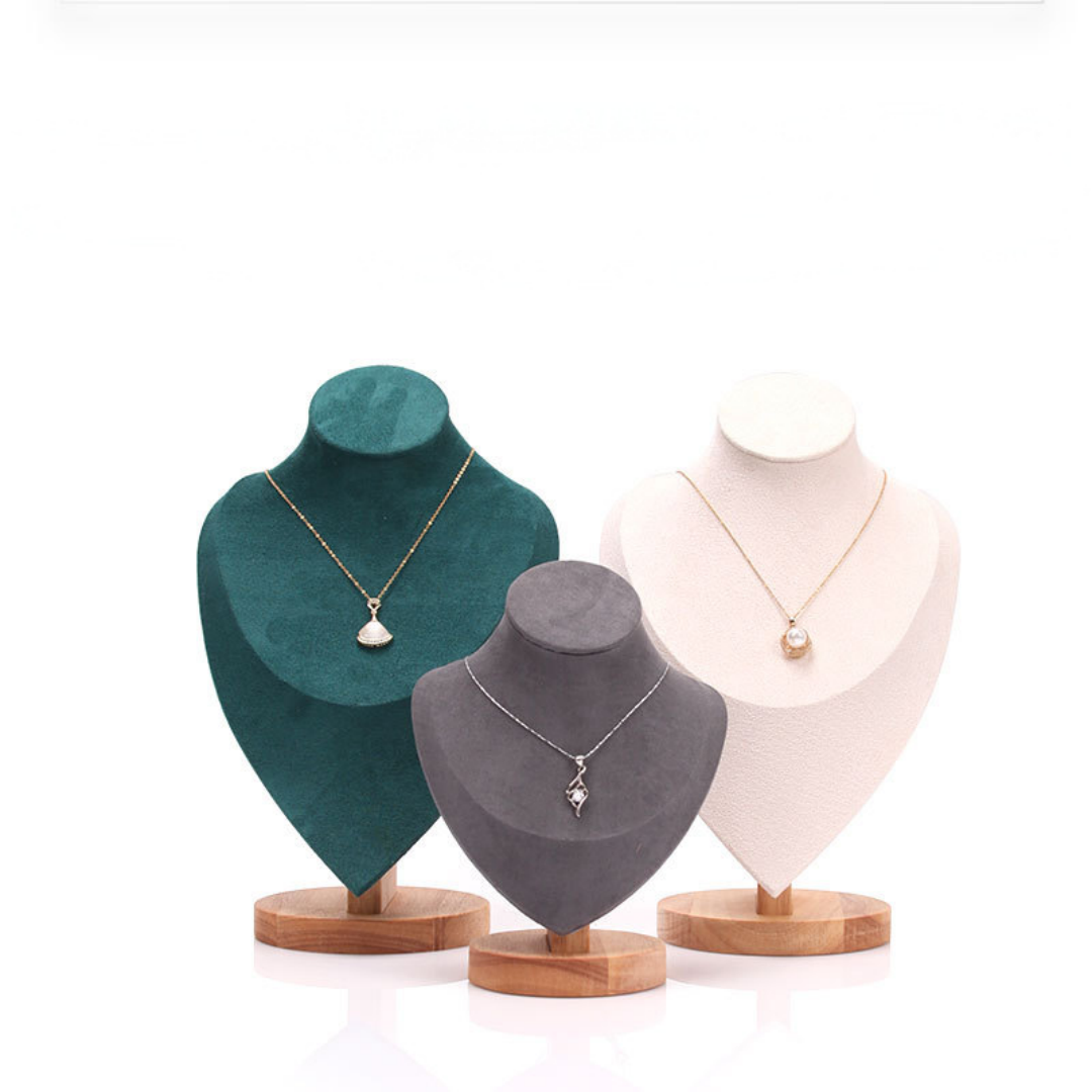 Solid Wood Necklace Display Stand Bracelet Pendant Jewelry Display Rack Mannequin Neck Counter Display Prop custom logo