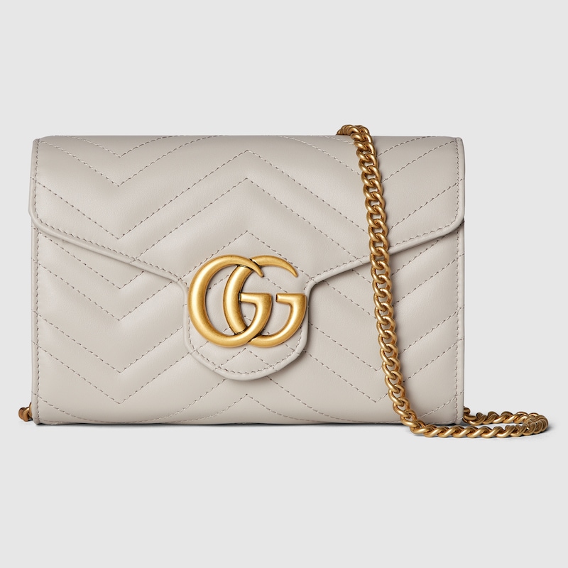 GG Marmont wallet on chain Light grey