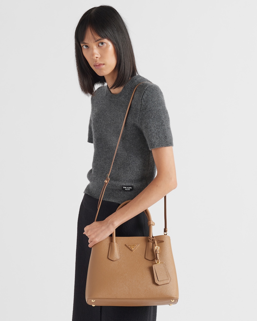 Medium Prada Double Saffiano leather bag Caramel