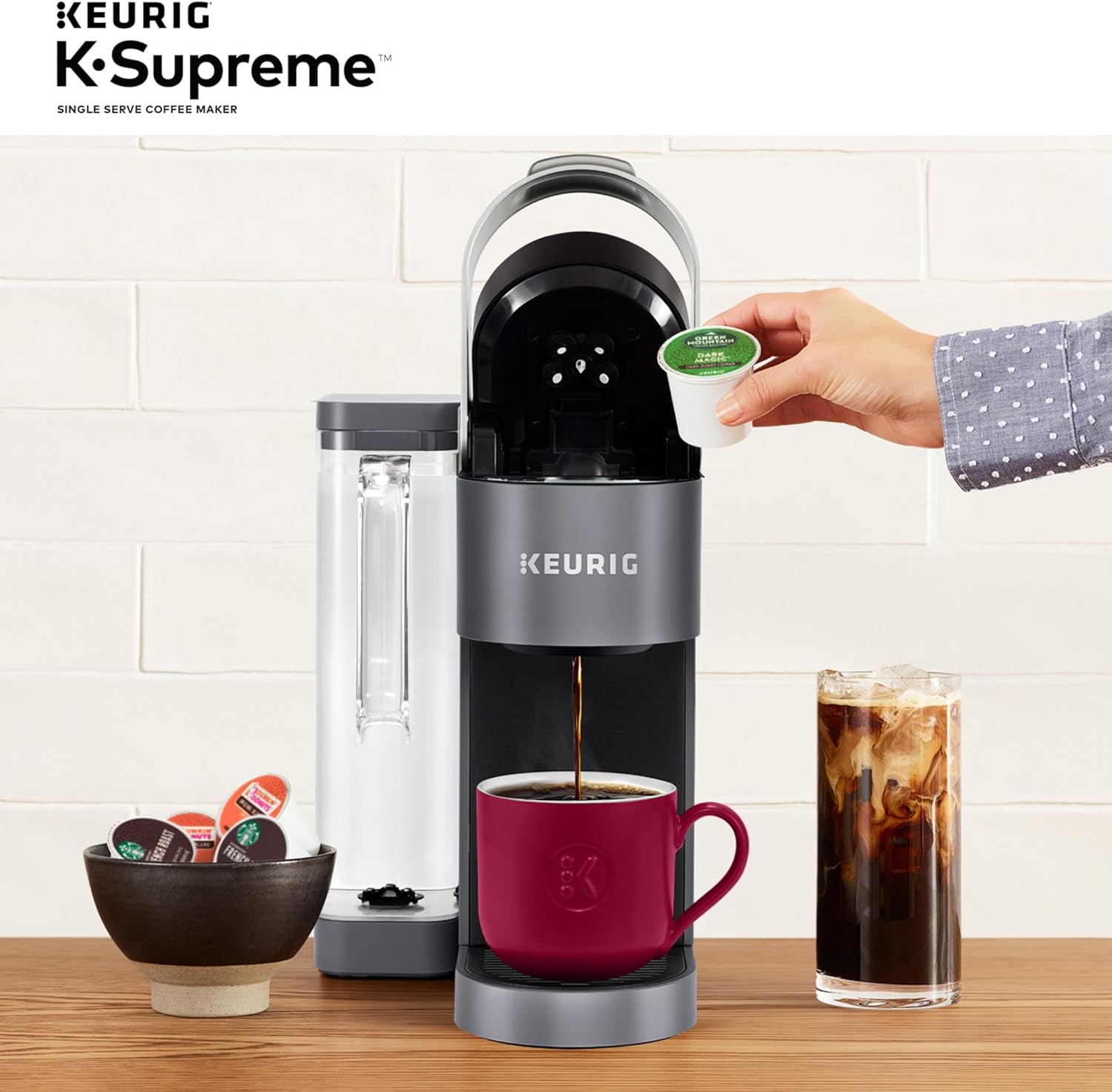 Coffee maker, MultiStream technology, 4 brewing sizes, 64 oz (about 1.9 kg) dual-position removable water tank,