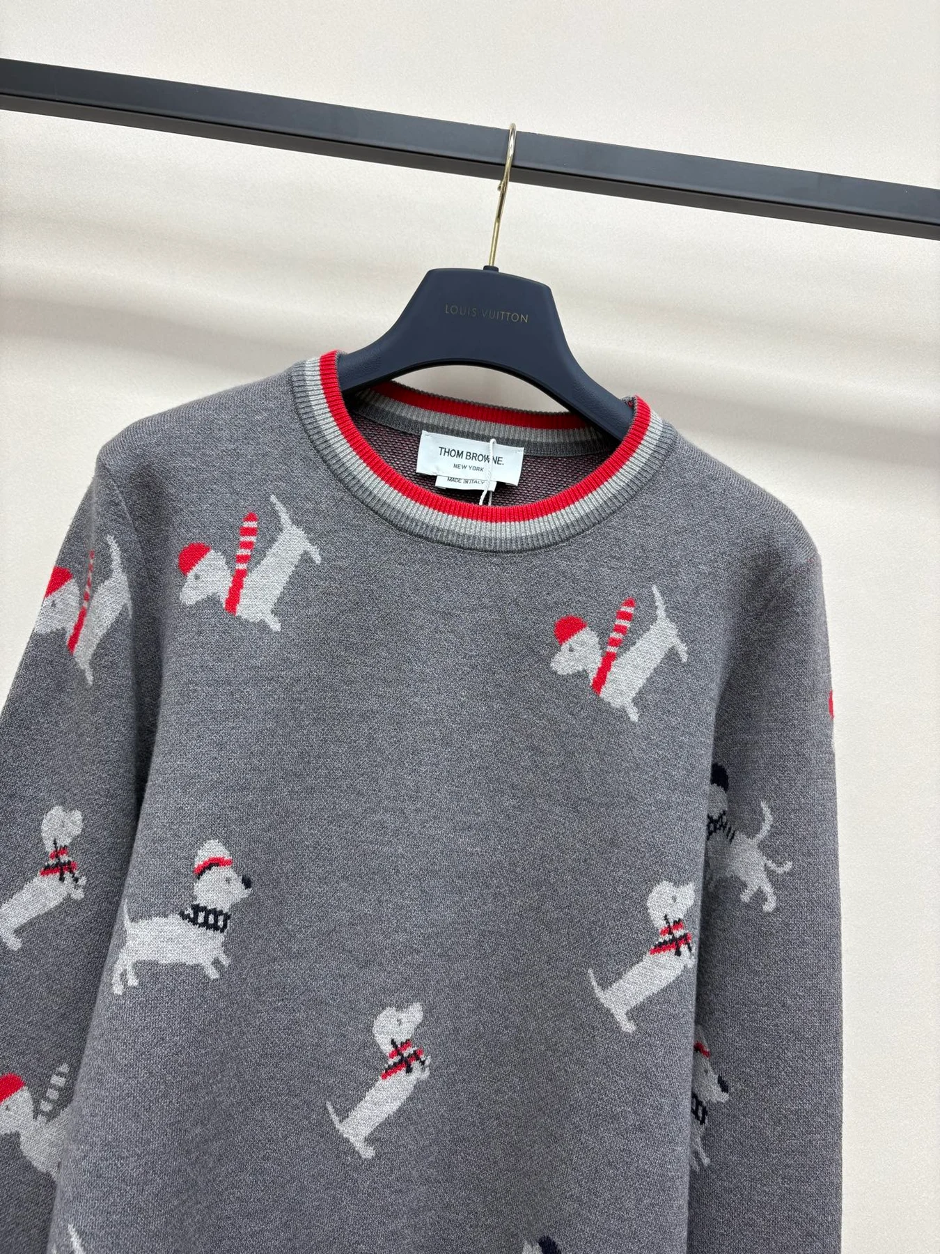 Thom Browne 26New Dackel-Intarsie Grau Strick S Sweatshirts ZN188275