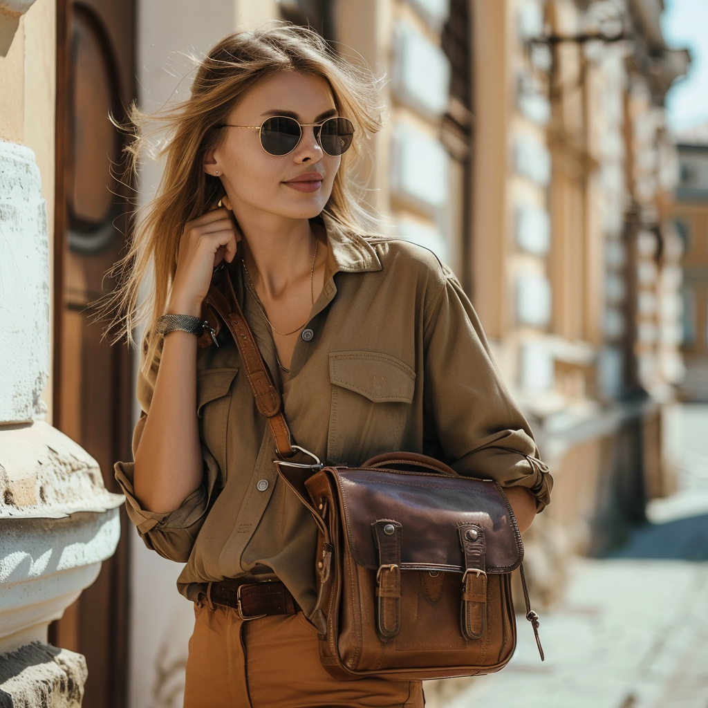Two-Tone Vintage Leather Messenger Bag